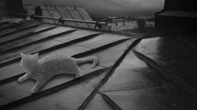 Sudd - Out of Erasers - infected cartoon animated cat lying on rooftop