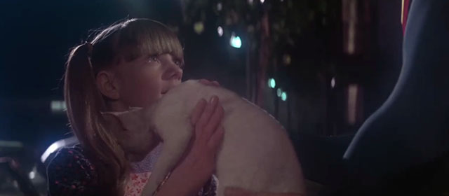 Superman - Superman handing white cat Frisky to little girl Jayne Tottman