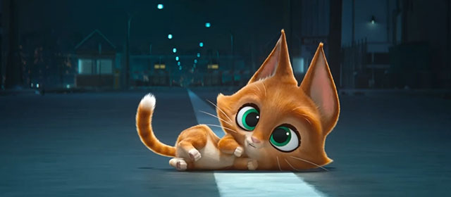 DC League of Super-Pets - cartoon Somali kitten Whiskers lying in street