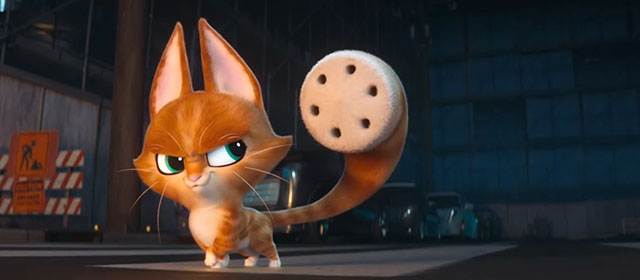 DC League of Super-Pets - cartoon Somali kitten Whiskers looking sly