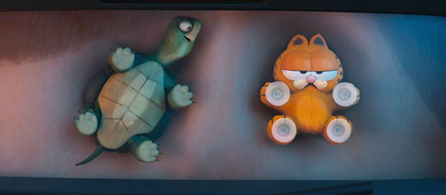 DC League of Super-Pets - cartoon turtle Merton flirting with window Garfield