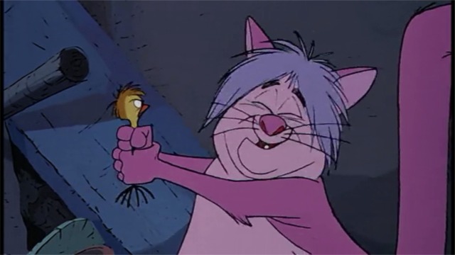The Sword in the Stone - Madame Mim as cat catches Wart