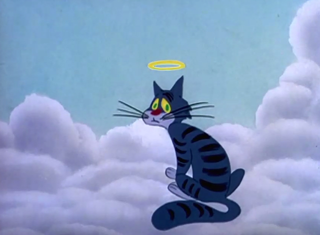 Symphony in Slang - cartoon angel tabby cat sitting on cloud