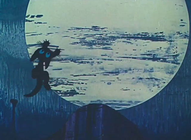 Tale of Moonlight - Shazka pro lunnyy svet - cartoon black kitten climbing onto moon