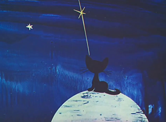 Tale of Moonlight - Shazka pro lunnyy svet - cartoon black kitten looking at stars