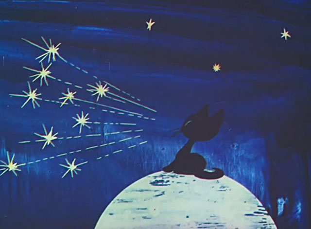 Tale of Moonlight - Shazka pro lunnyy svet - cartoon black kitten trying to catch stars