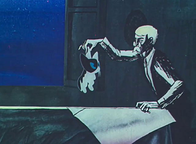 Tale of Moonlight - Shazka pro lunnyy svet - cartoon black and white kitten being picked up by man