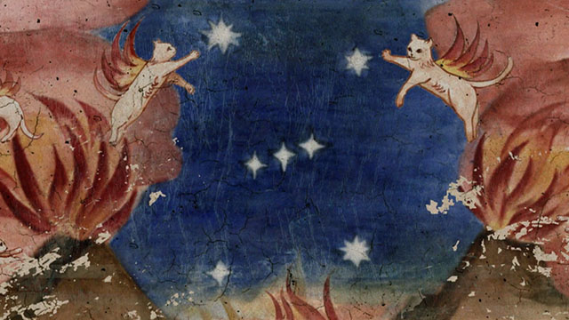 Tamala 2010: A Punk Cat in Space - tapestry with angel cats and Orion