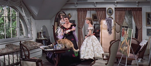 Tammy and the Bachelor - Aunt Renie Mildred Natwick and long haired ginger tabby cat Picasso with Tammy Debbie Reynolds