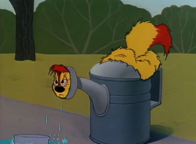 Terrier Stricken - Claude Cat inside watering can