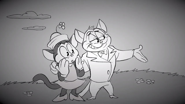 That's Love - cartoon female cat being shown love by male angel cat