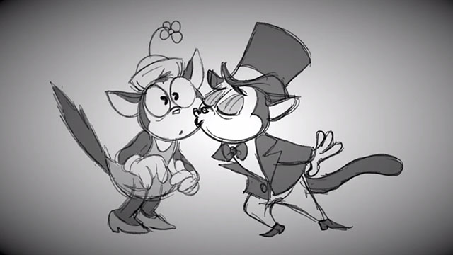 That's Love - cartoon female cat being kissed by male angel cat