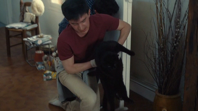 Things to Come - black cat Pandora pulled from behind radiator