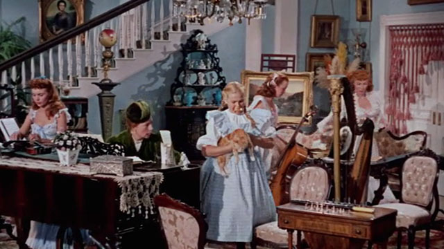 Those Redheads from Seattle - Nell Kay Strother holding ginger tabby cat President McKinley with Mrs. Edmonds Agnes Moorehead, Kathie Rhonda Fleming, Pat Teresa Brewer and Connie Cynthia Strother