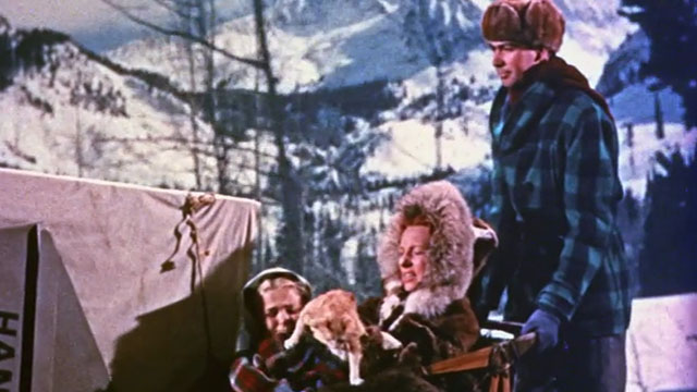 Those Redheads from Seattle - Nell Kay Strother taking ginger tabby cat President McKinley from Mrs. Edmonds Agnes Moorehead on dog sled