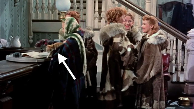 Those Redheads from Seattle - Nell Kay Strother holding ginger tabby cat President McKinley at front desk with Mrs. Edmonds Agnes Moorehead, Kathie Rhonda Fleming, Pat Teresa Brewer and Connie Cynthia Strother