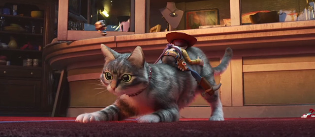 Toy Story 4 - tabby cat Dragon pouncing at Giggle