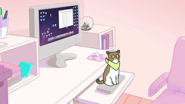 Trash Cat - cat sits on computer keyboard