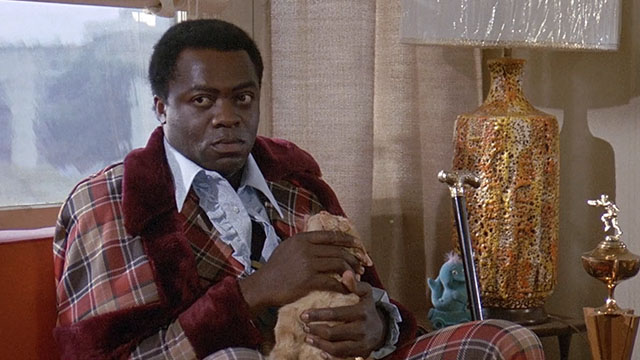 Truck Turner - ginger tabby cat Francis held by throat by Blue Yaphet Kotto