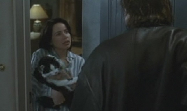 The Truth About Cats and Dogs - Abby with her cat open door to Noelle's boyfriend