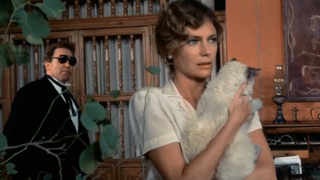 Under the Volcano - Yvonne Jacqueline Bisset holding Burmese cat Oedipus with Albert Finney in background