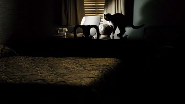 Untraceable - Siamese cat on stand with overturned lamp