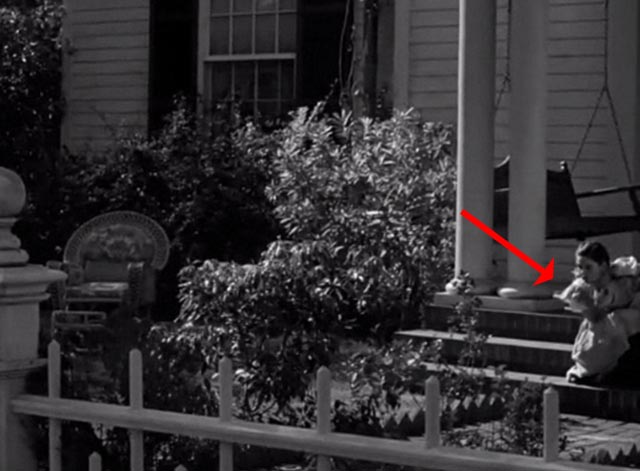 The Vanishing Virginian - Caroline Juanita Quigley with white cat Tabitha on porch