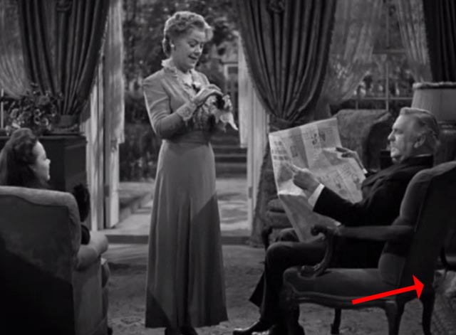 The Vanishing Virginian - white cat Tabitha on floor behind Yancey Frank Morgan with Rosa Spring Byington