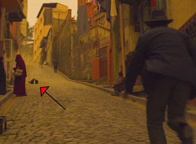 The Water Diviner - Connor running up street with cats confronting each other