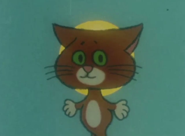 What's the Brightest Star in the Sky? - orange and white cartoon cat Wonder Cat standing in front of the Sun