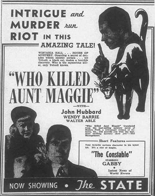Who Killed Aunt Maggie? - newspaper ad for film
