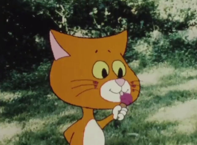 Why Do Cats Have Whiskers? - Wonder Cat - cartoon orange and white cat eating ice cream cone