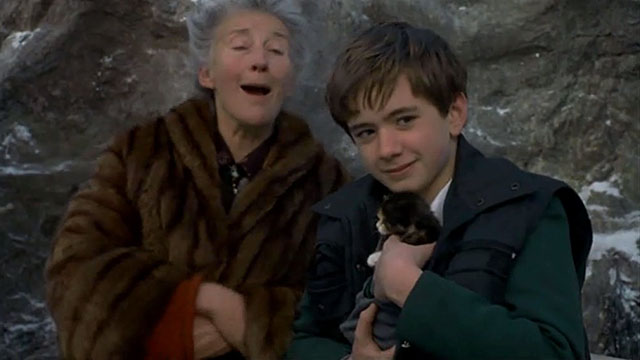 The Winter Guest - Tom Sean Biggerstaff holding tortoiseshell kitten inside coat with Elspeth Phyllida Law