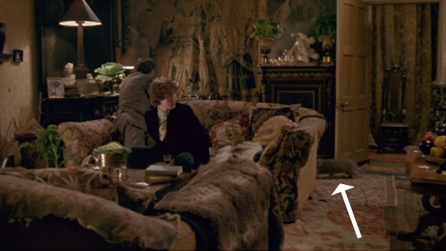 Withnail & I - gray cat running across floor behind Withnail Richard E. Grant and Marwood Paul McGann