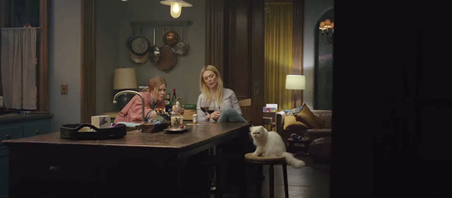The Woman in the Window - white Persian cat Punch on stool at counter with Anna Amy Adams and Julianne Moore