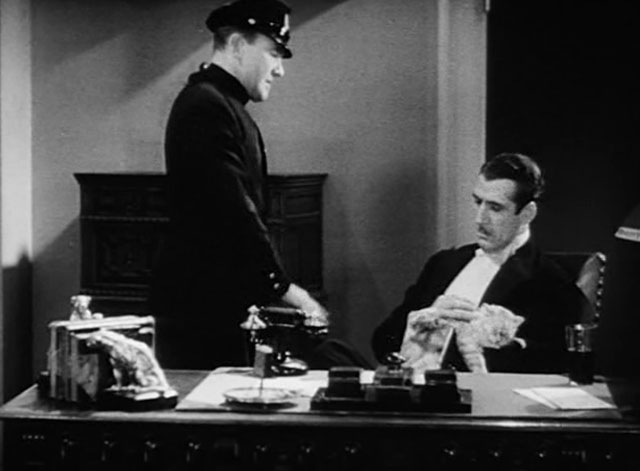 The Woman Racket - Tom Moore and Chris John Miljan with longhair tabby cat on lap