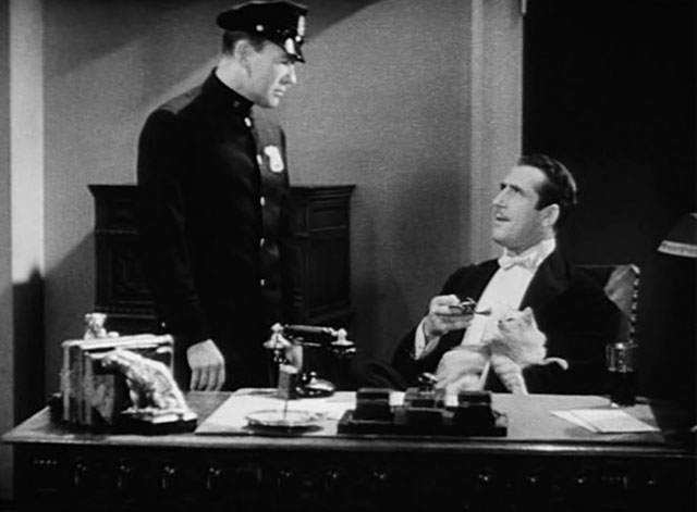 The Woman Racket - Tom Moore and Chris John Miljan with longhair tabby cat on lap