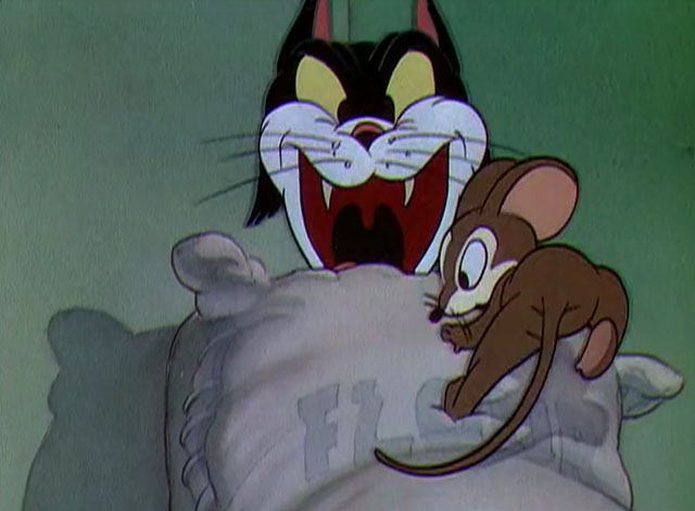 The Worm Turns - black and white cartoon cat chasing mouse