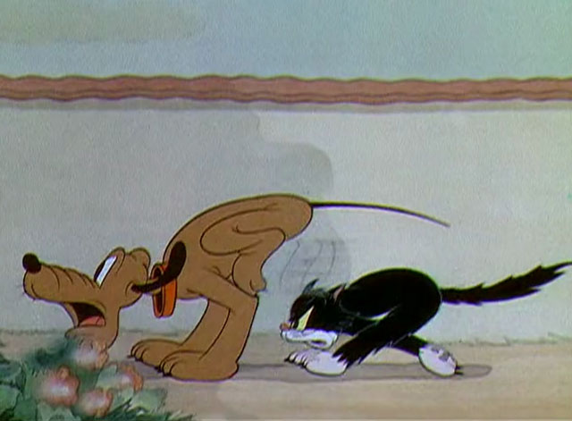 The Worm Turns - black and white cartoon cat chasing Pluto
