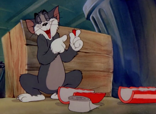 The Yankee Doodle Mouse - Tom cartoon cat laughing at tiny firecracker