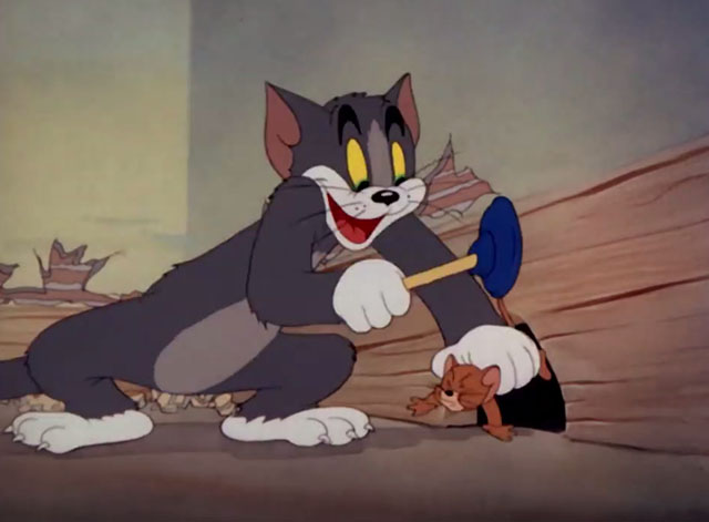 The Yankee Doodle Mouse - Tom cartoon cat catching mouse Jerry with suction cup dart
