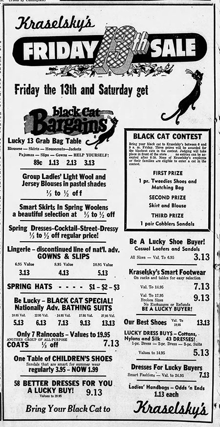 Calling All Black Cats - newspaper ad for Kraselsky's black cat contest entry