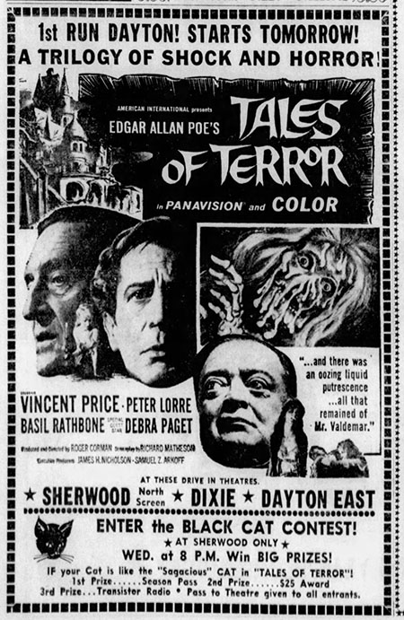 Calling All Black Cats - advertisement for Black Cat Contest at screening of Tales of Terror