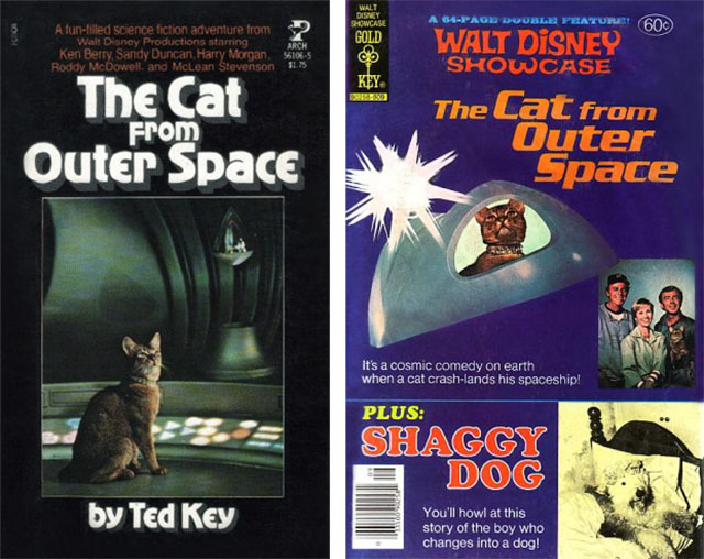 Cat From Outer Space - novelization cover and comic book cover