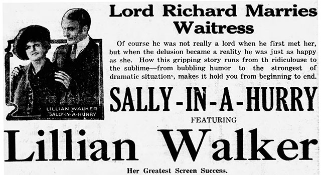 advertisement for Sally in a Hurry
