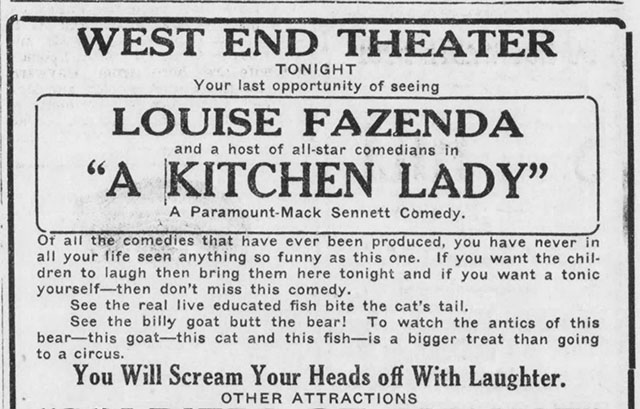 newspaper ad for The Kitchen Lady mentioning Pepper the cat
