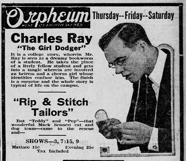newspaper ad for Rip and Stitch Tailors Pep the cat