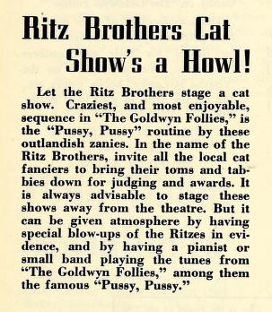 promotional book suggestion for cat contests at screenings of The Goldwyn Follies