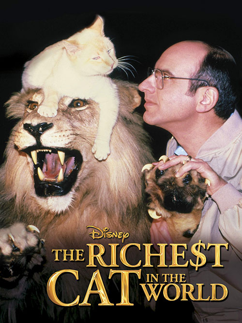 A Talking Cat Becomes a Disney Star - flame point Siamese cat Palmer Leo posing on lion with co-star George Wyner