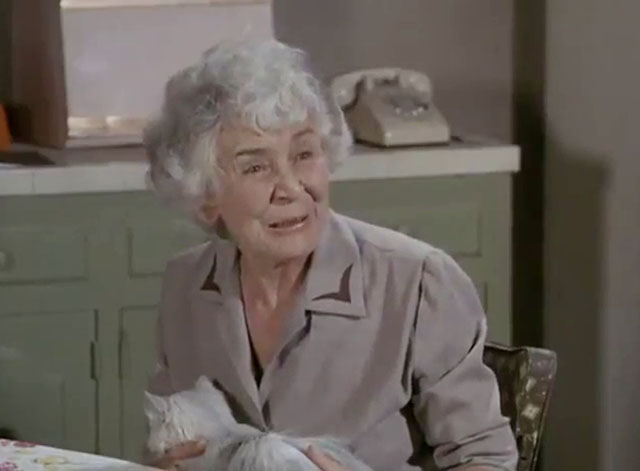 Adam-12 - Missing Child - Miss Fillmore Alma Platt Officer holding longhair Angora cat Domenic at table